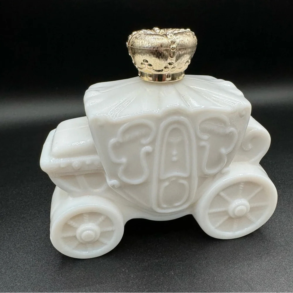 Vintage 1960s Avon Royal Coach Collectible Milk Glass Scent Bottle Decanter